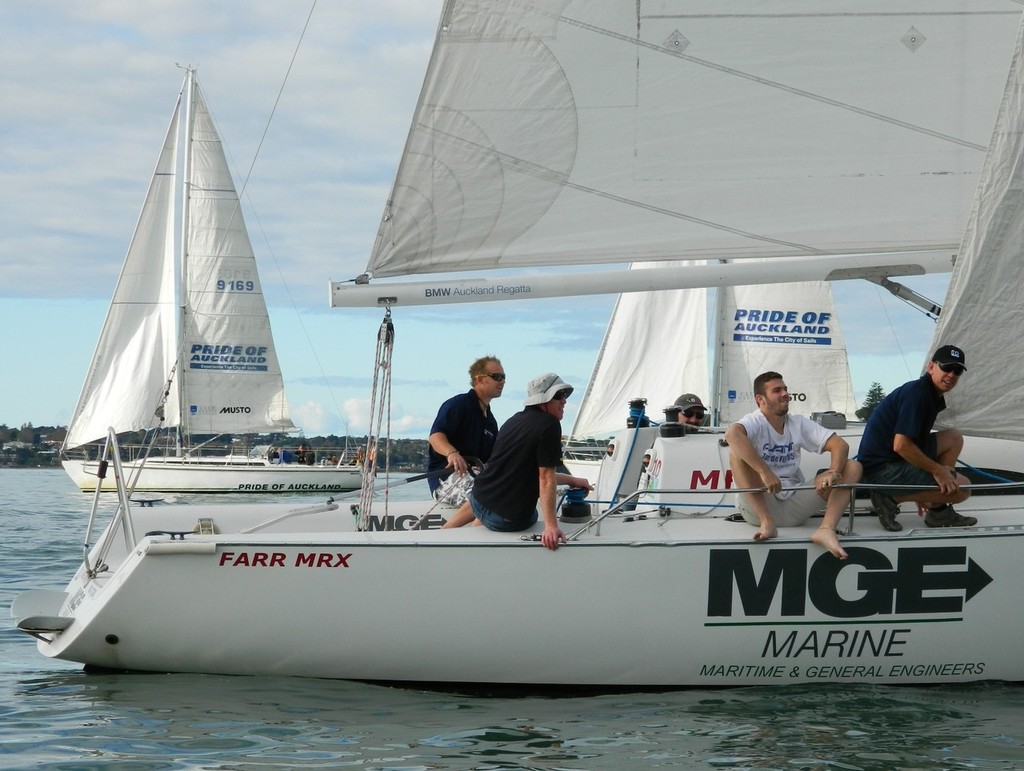 Simon Morely lead his Lloyd Stevenson's crew in hot pursuit of their boss on Hall Spars - 2012 NZ Marine Industry Sailing Challenge © Tom Macky